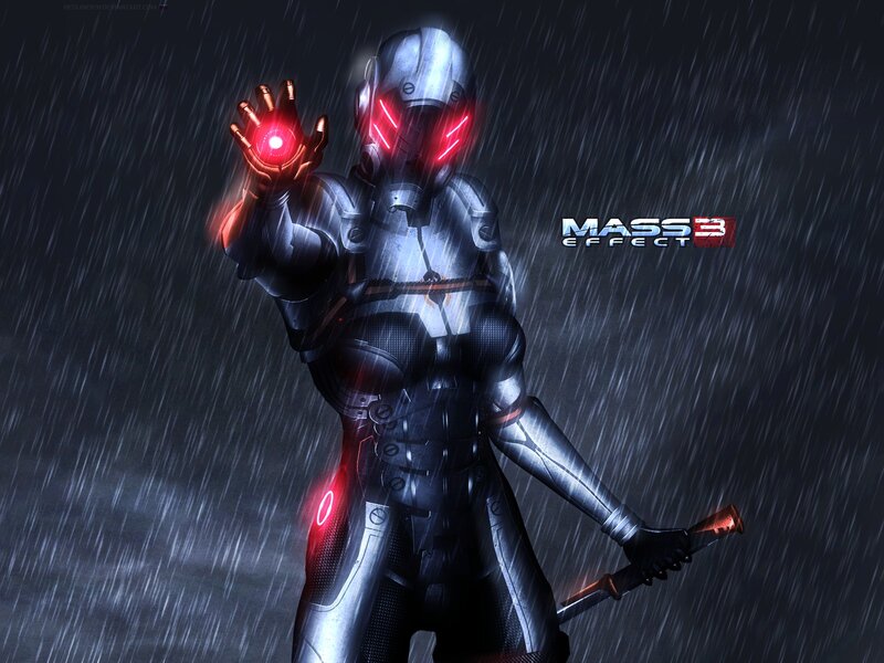 Female Soldier in Armor — Black, Dramatic, Night, Digital Art, Rain
