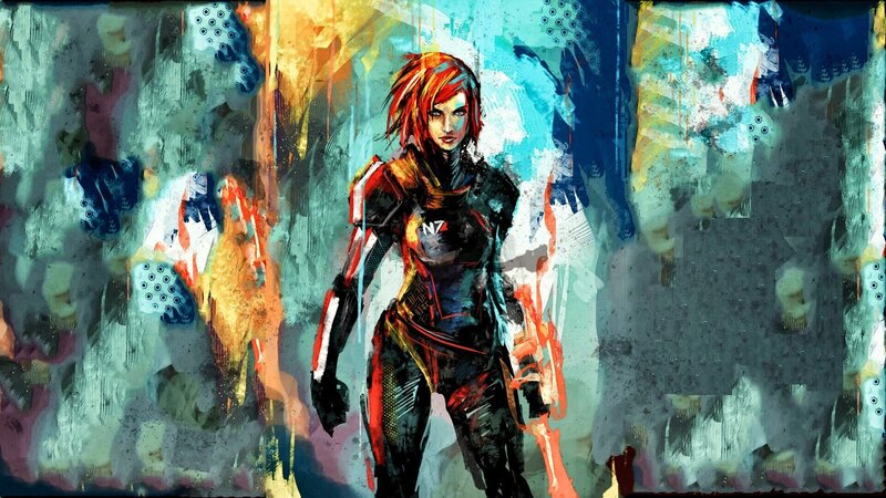 Female Soldier in Armor — Blue, Dramatic, Digital Art, Weapon, Red Hair