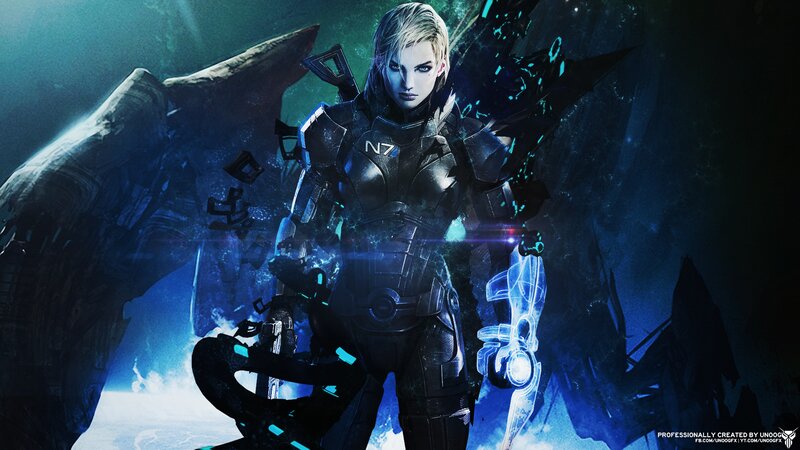 Female Soldier in Armor — Blue, Dramatic, Night, Digital Art, Weapon