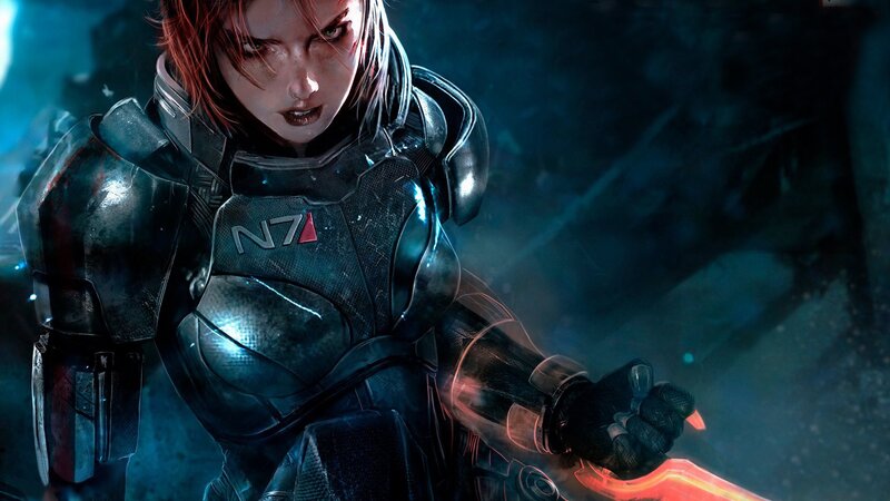 Female Soldier in Armor — Blue, Dramatic, Night