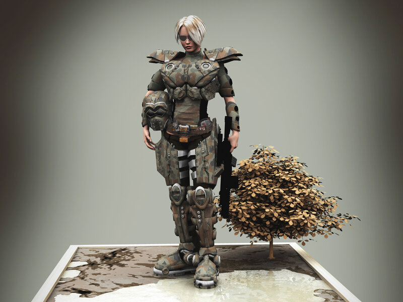 Female Soldier in Armor — Brown