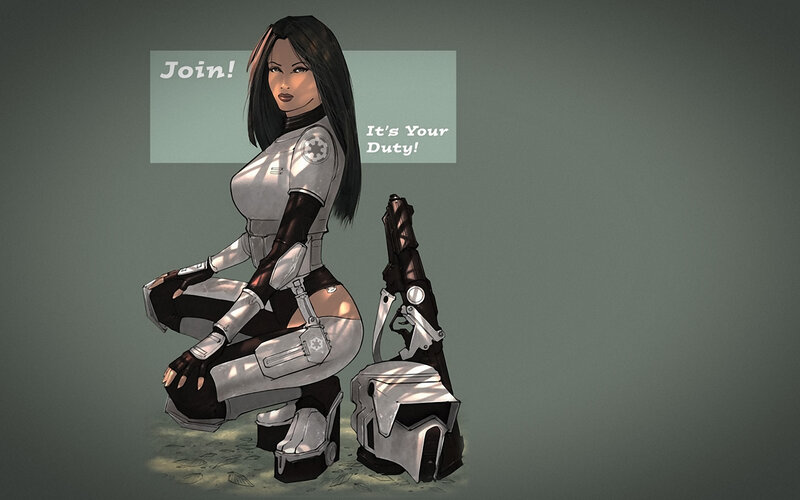 Female Soldier in Armor — Gray, Dramatic, Digital Art, Weapon