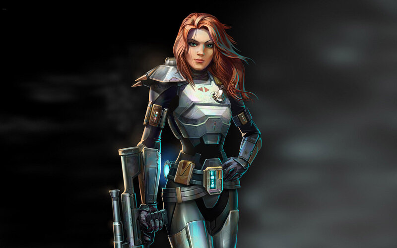 Female Soldier in Armor — Gray, Dramatic