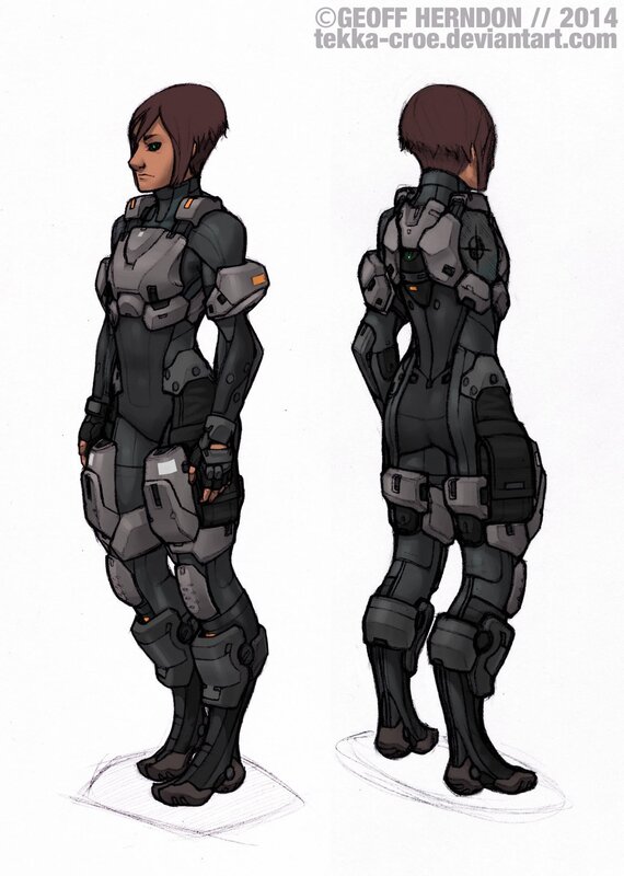 Female Soldier in Armor — Gray, Neutral