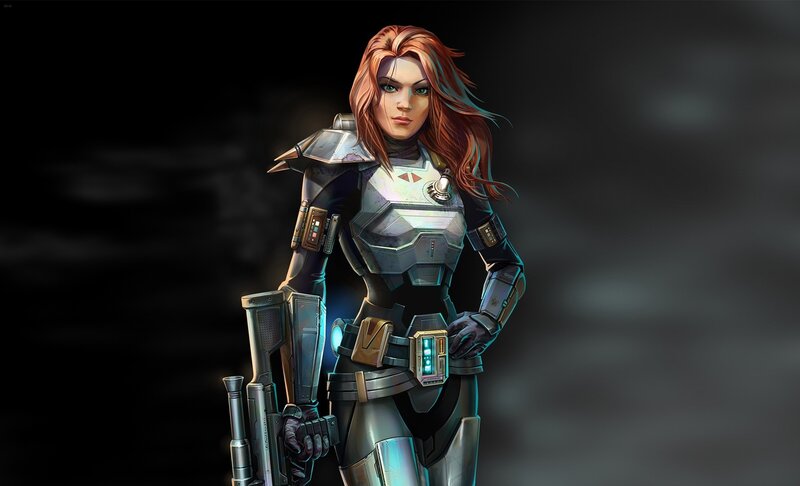Female Soldier in Armor — Gray