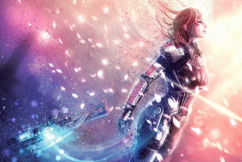 Female Soldier in Armor — Purple, Dramatic, Digital Art, Ship