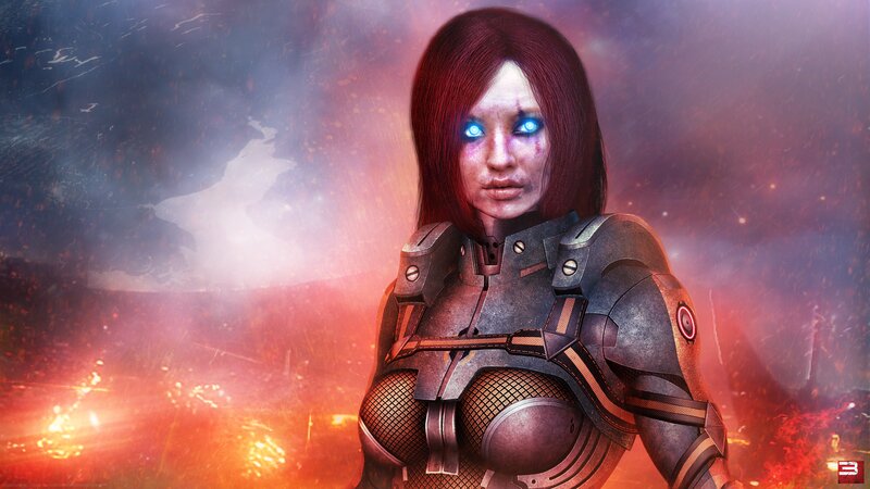 Female Soldier in Armor — Red, Dramatic, Intense