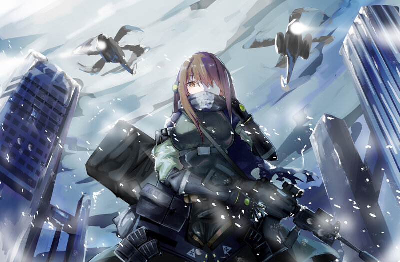 Female Soldier in Combat — Blue, Dramatic