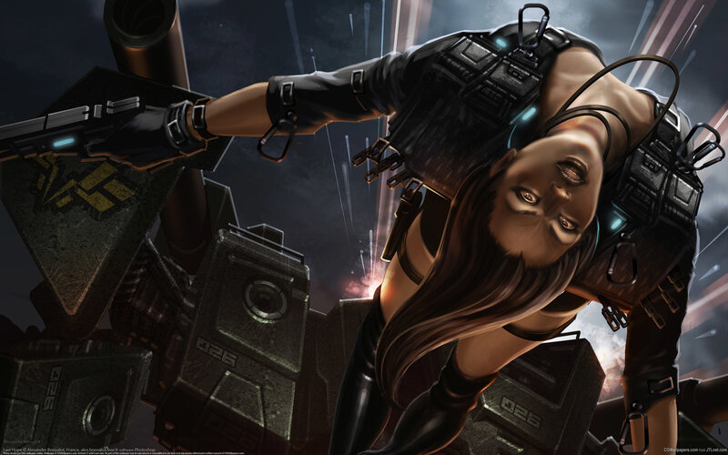 Female Soldier in Combat Gear — Black