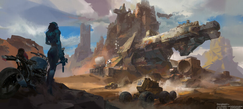 Female Soldier in Desert — Brown, Dramatic, Afternoon