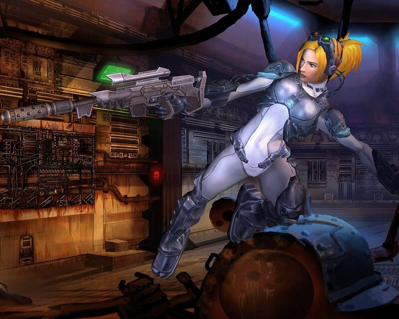 female soldier in futuristic armor