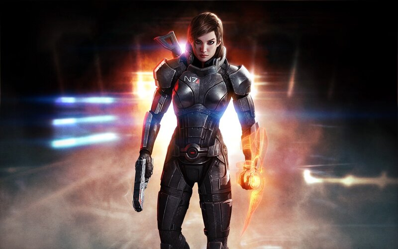 female soldier in futuristic armor