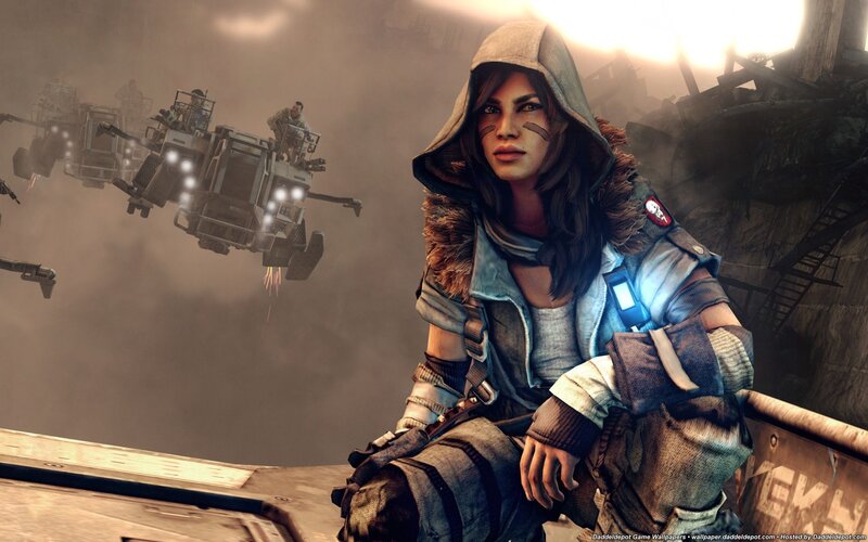 female soldier in futuristic setting