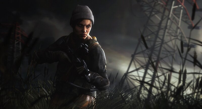 Female Soldier in Grass