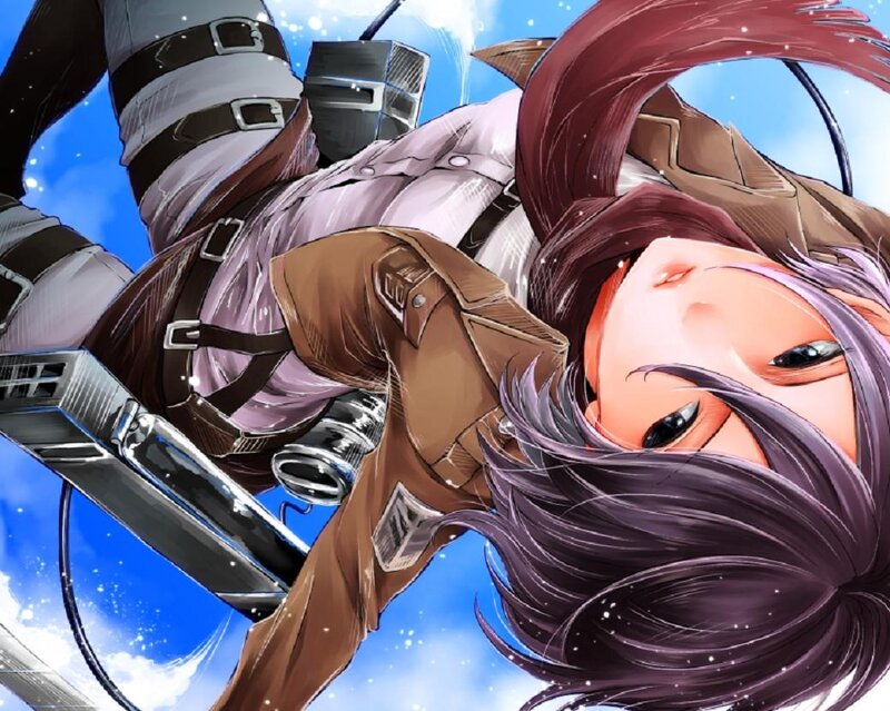 Female Soldier in Mid-air