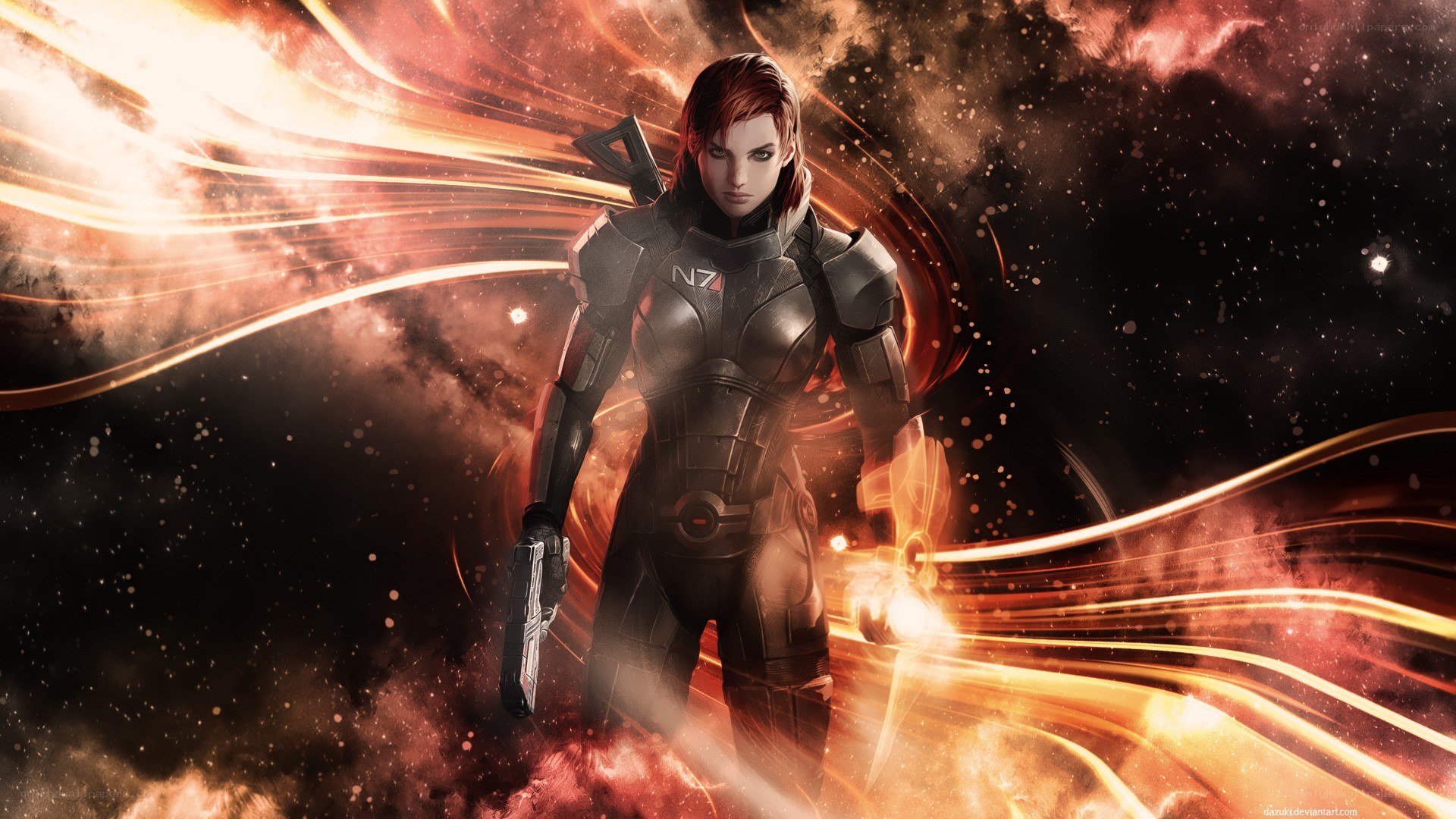 female soldier in space armor