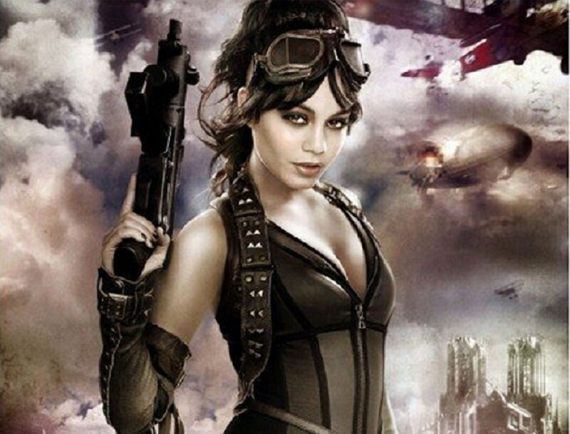 female soldier in steampunk gear