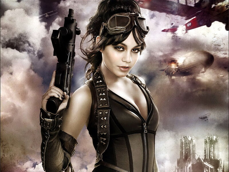 female soldier in steampunk gear