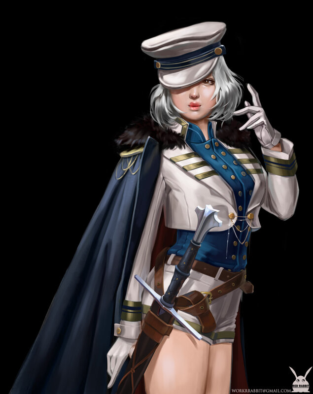 Female Soldier in Uniform — White