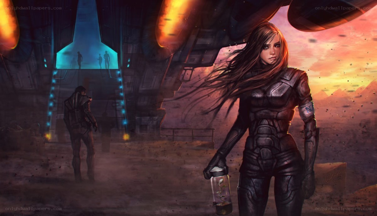 female soldier on alien planet