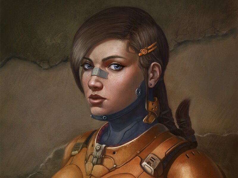 Female Soldier with Bandage