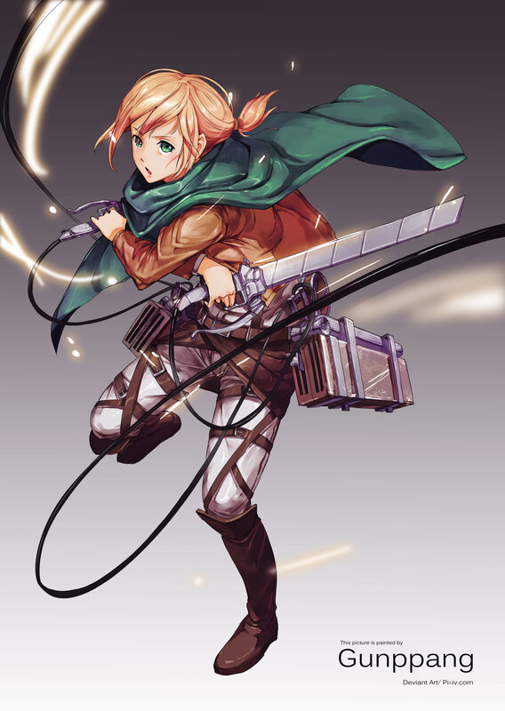 Female Soldier with Blades — Green