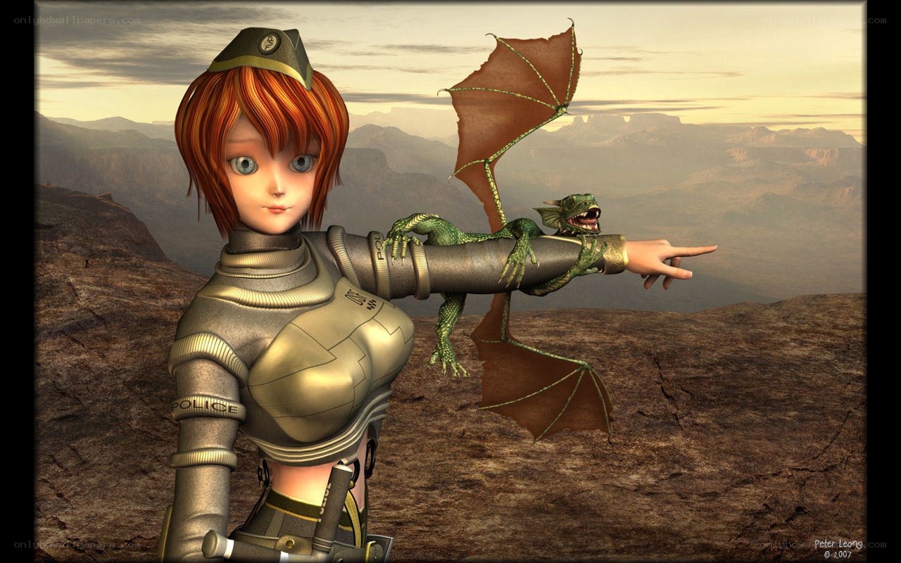 female soldier with dragon