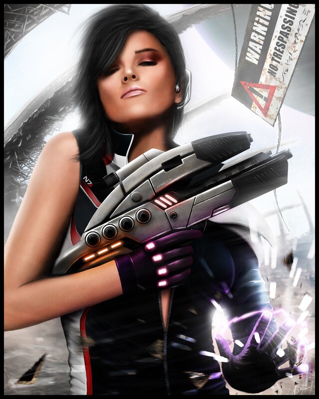female soldier with futuristic weapon