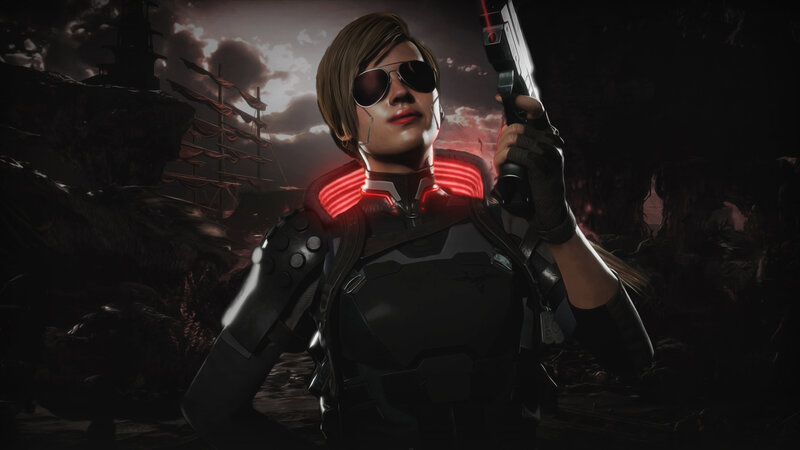 Female Soldier with Gun — Black, Dramatic, Night