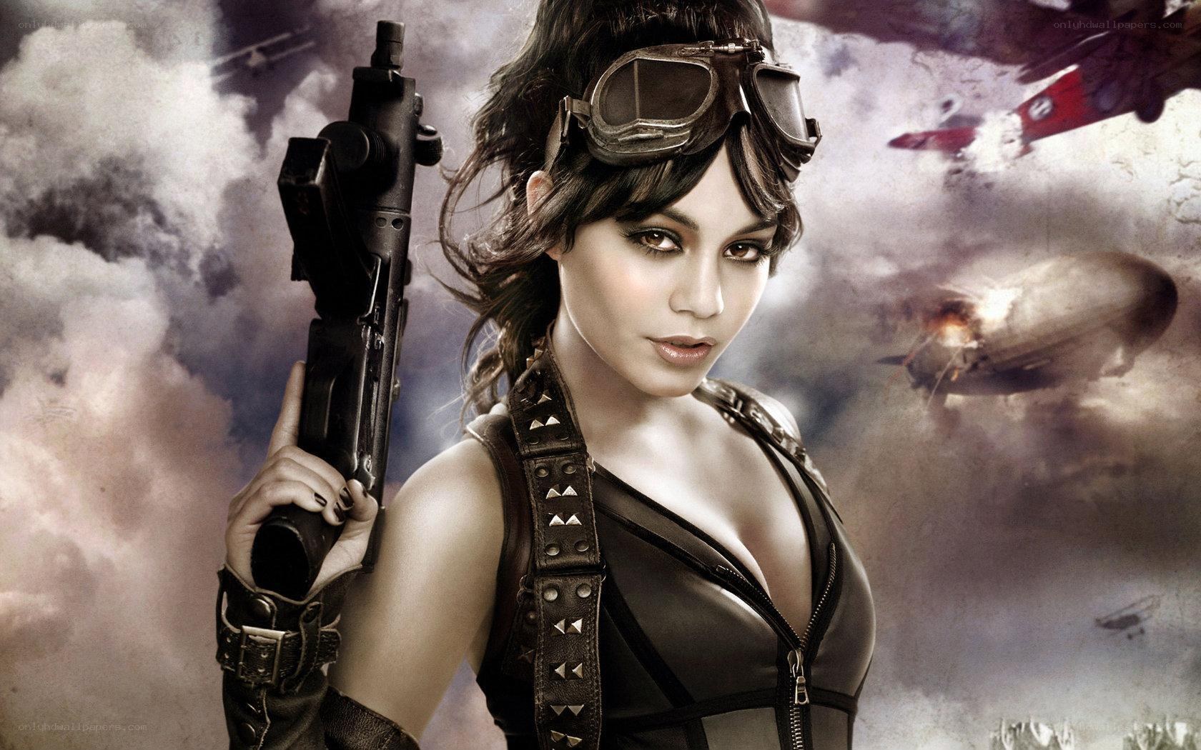 female soldier with gun
