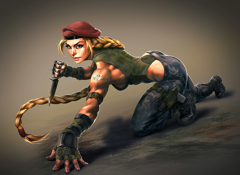 Female Soldier with Knife — Green