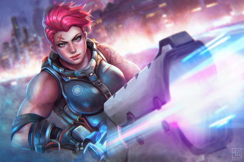 Female Soldier with Pink Hair
