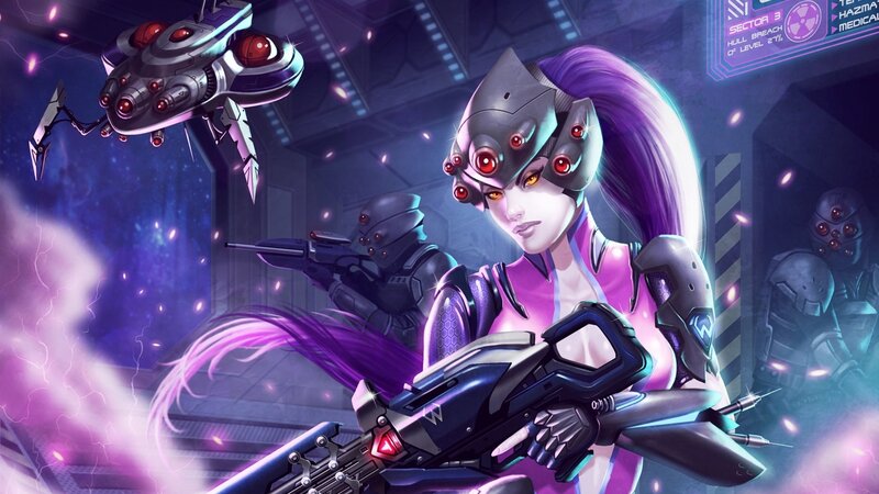 Female Soldier with Purple Hair