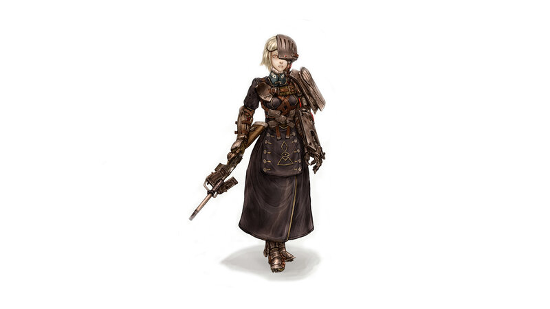 female soldier with rifle