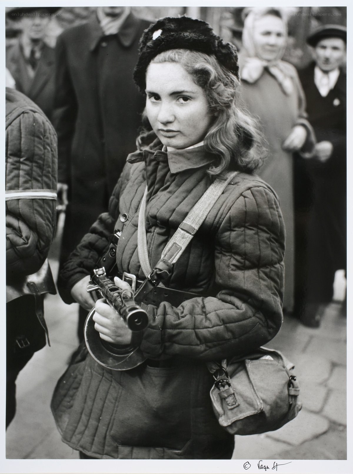 Female soldier with rifle