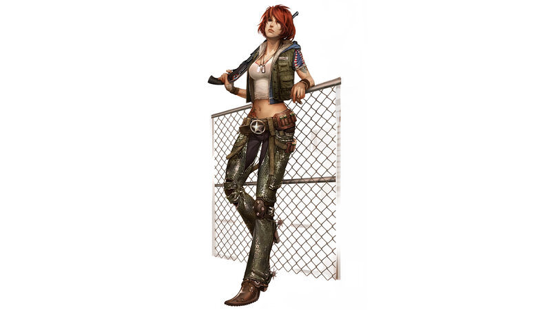female soldier with rifle