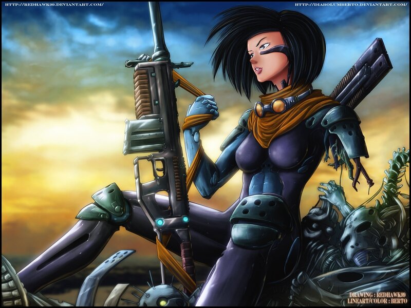 female soldier with rifle