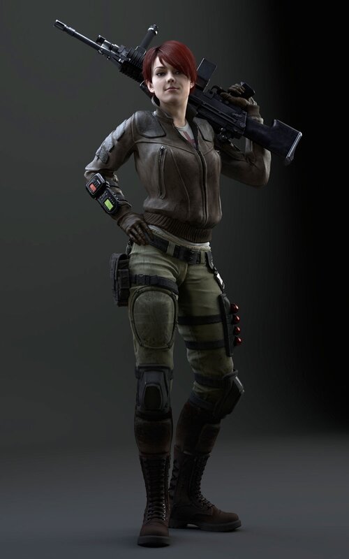 female soldier with rifle