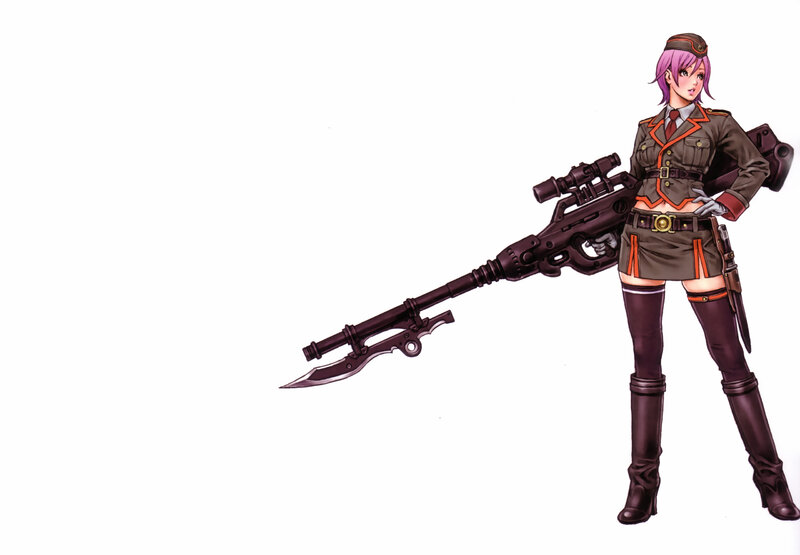 Female Soldier with Rifle — Brown, Confident