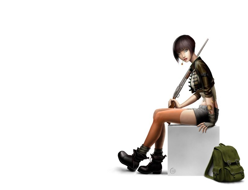 female soldier with shotgun