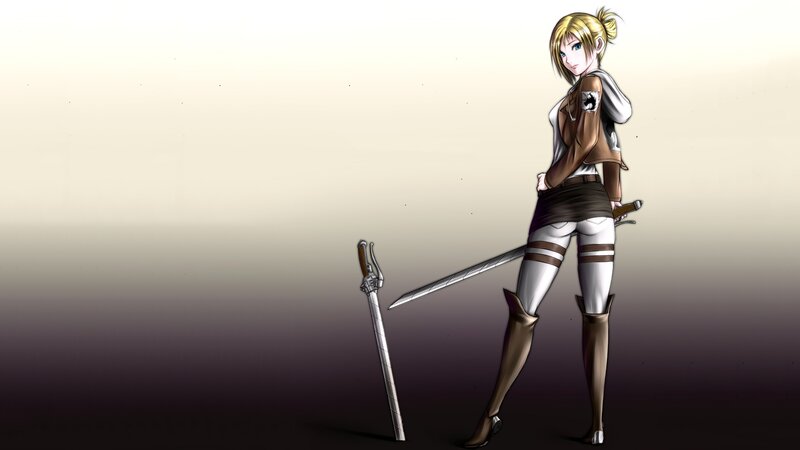 Female Soldier with Swords — Brown, Dramatic, Anime, Uniform
