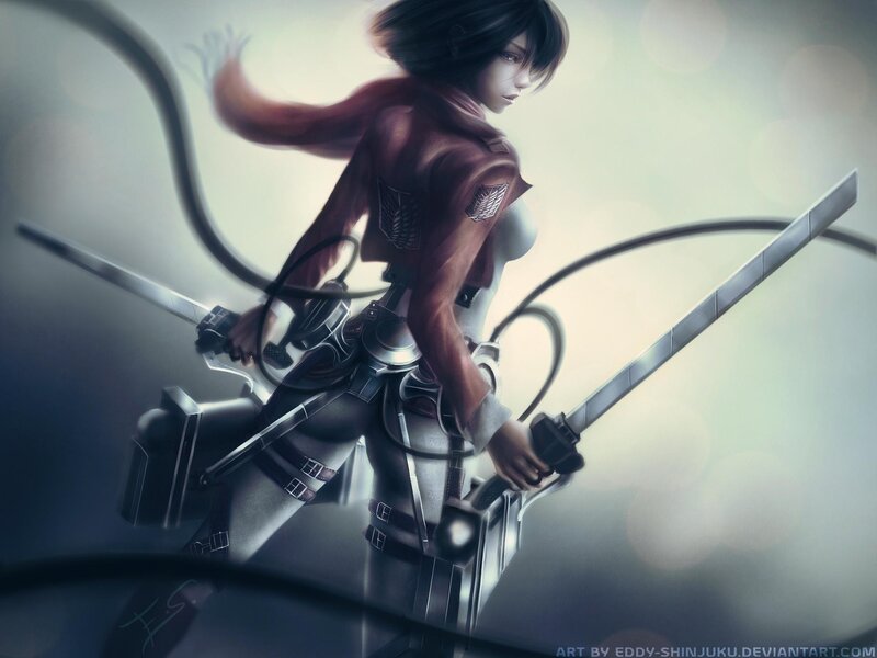 Female Soldier with Swords — Gray, Dramatic, Digital Art