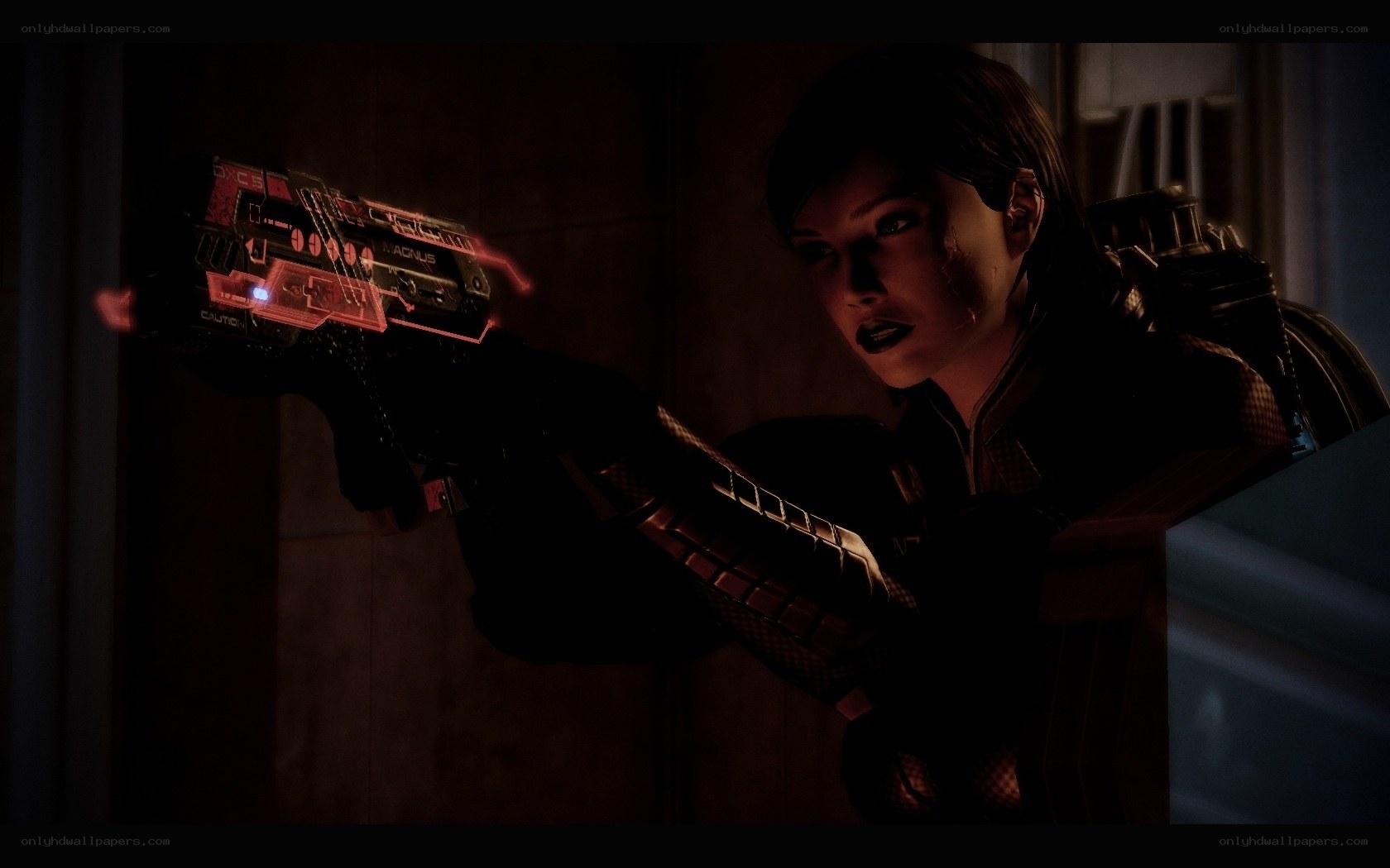 female soldier with weapon