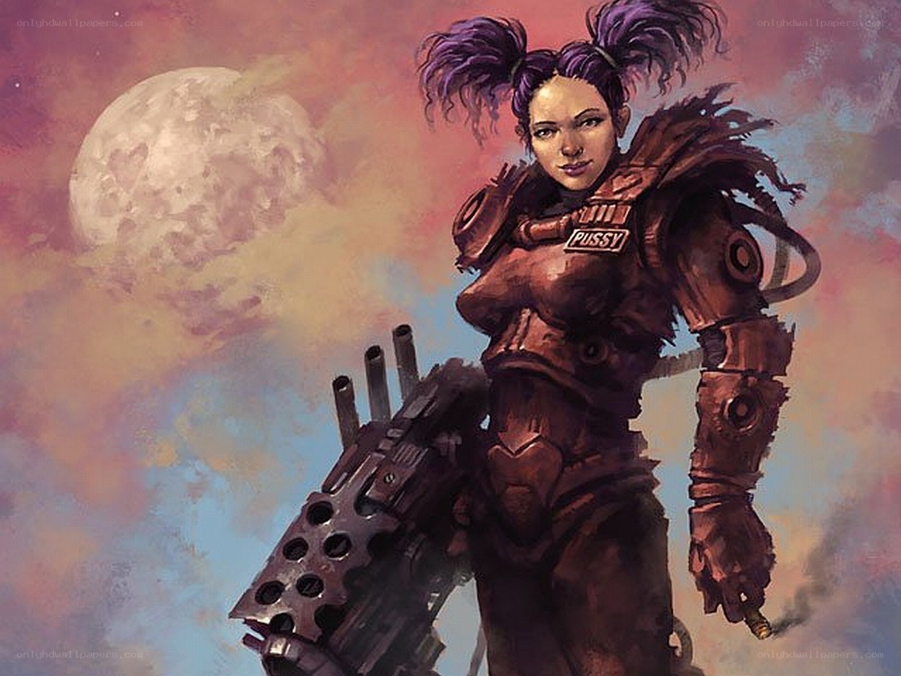 female soldier with weapon