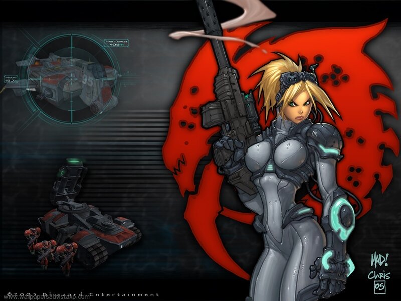 female soldier with weapon
