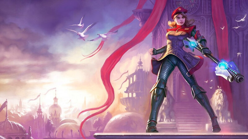 Female Soldier with Weapon — Purple, Dramatic
