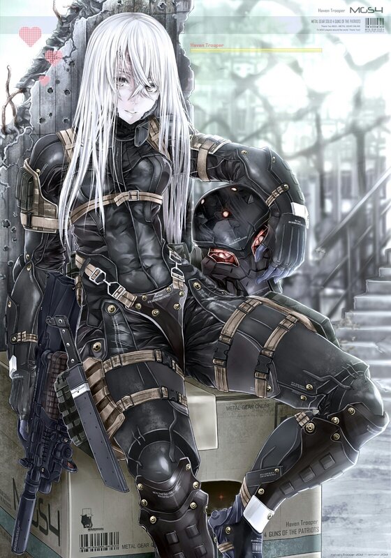 Female Soldier with White Hair — Black
