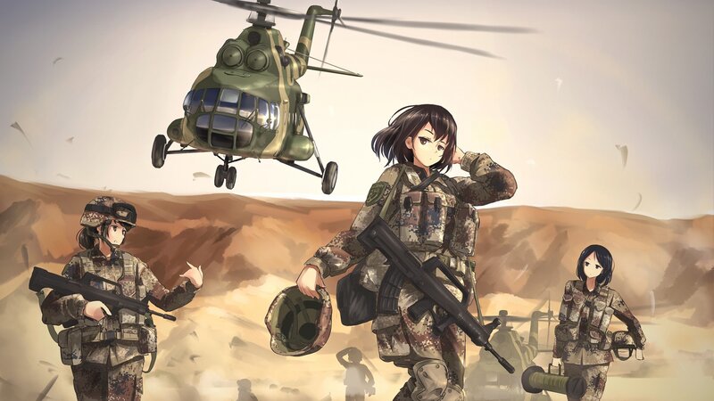 Female Soldiers in Desert — Brown