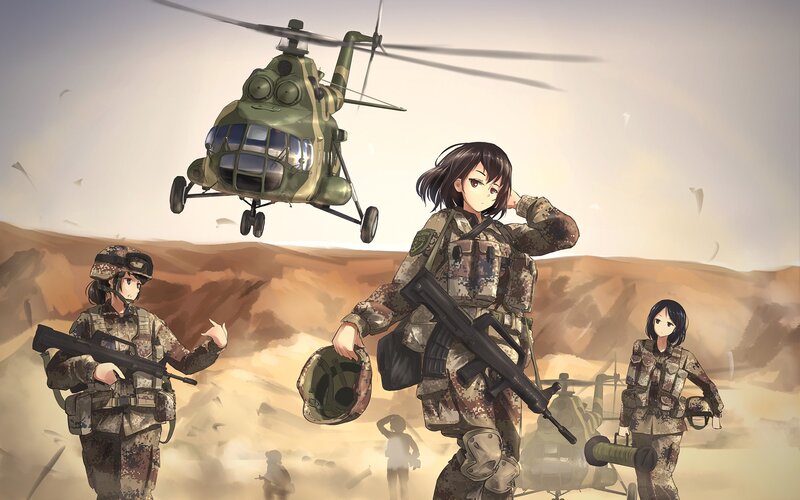 Female Soldiers in Desert