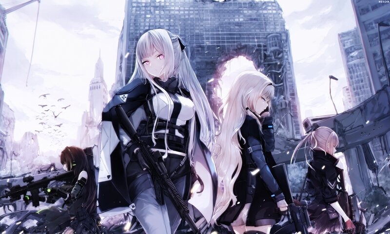 Female Soldiers in Ruins